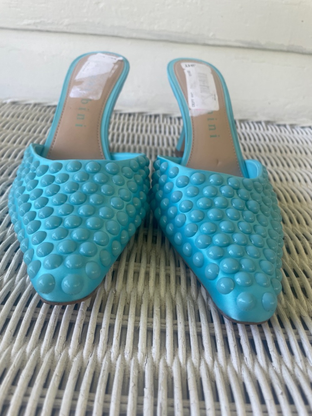New Gianni Bini Blue Studded Mule Heels size 6.5 - Picture 3 of 7